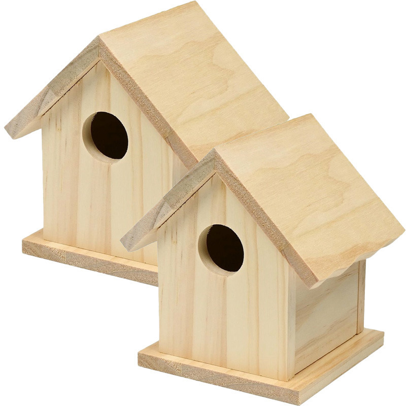 Benson Vogelhuisje - 2x - staand - hout - 11 x 10 x 12 cm - bouwpakket -