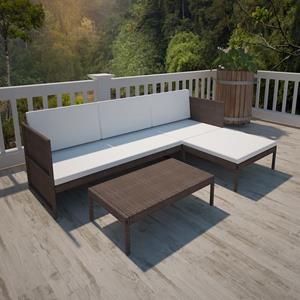 Bonnevie - 3-tlg. Garten-Lounge-Set mit Auflagen Poly Rattan Braun vidaXL535769