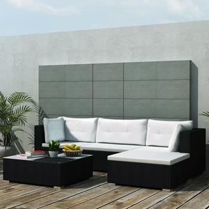 VidaXL 5-delige Loungeset met kussens poly rattan zwart