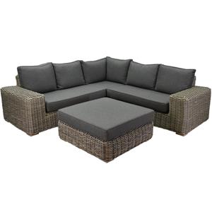 AVH-Collectie Queen hoek loungeset 4 delig grijs wicker