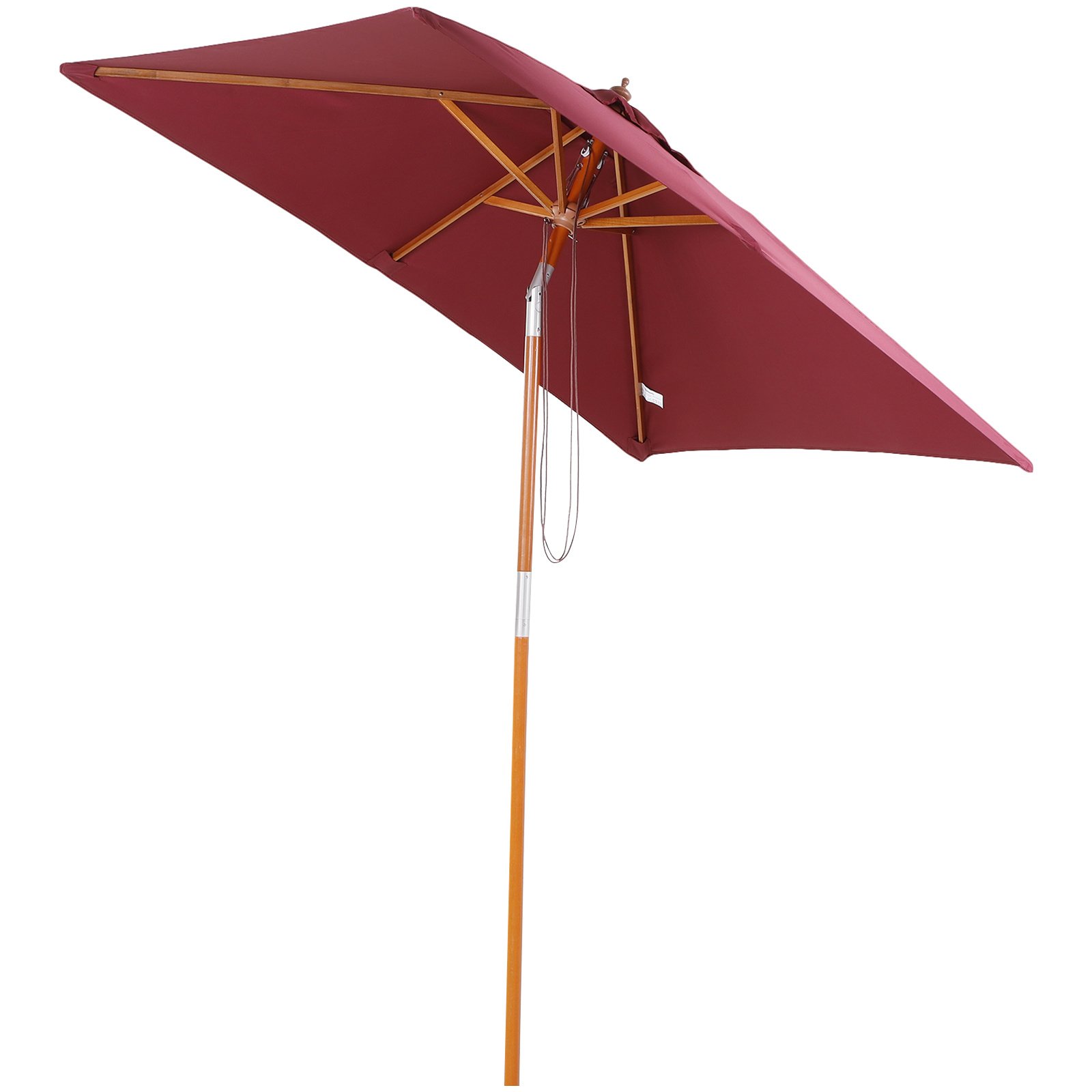Sunny Parasol Tuinparasol Opvouwbaar 3-traps hout+polyester wijnrood