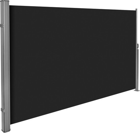 tectake Aluminium Seitenmarkise ausziehbar mit Aufrollmechanismus - 160 x 300 cm, schwarz