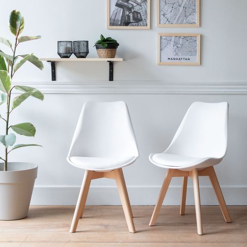 happygarden Happy Garden - Set aus 2 skandinavischen Stühlen nora weiß mit Kissen - Weiß
