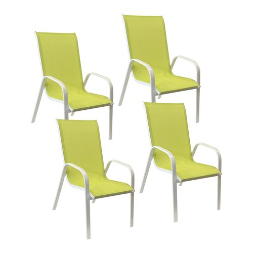 happygarden Satz von 4 Stühlen marbella aus grünem Textilene - weißem Aluminium - Grün
