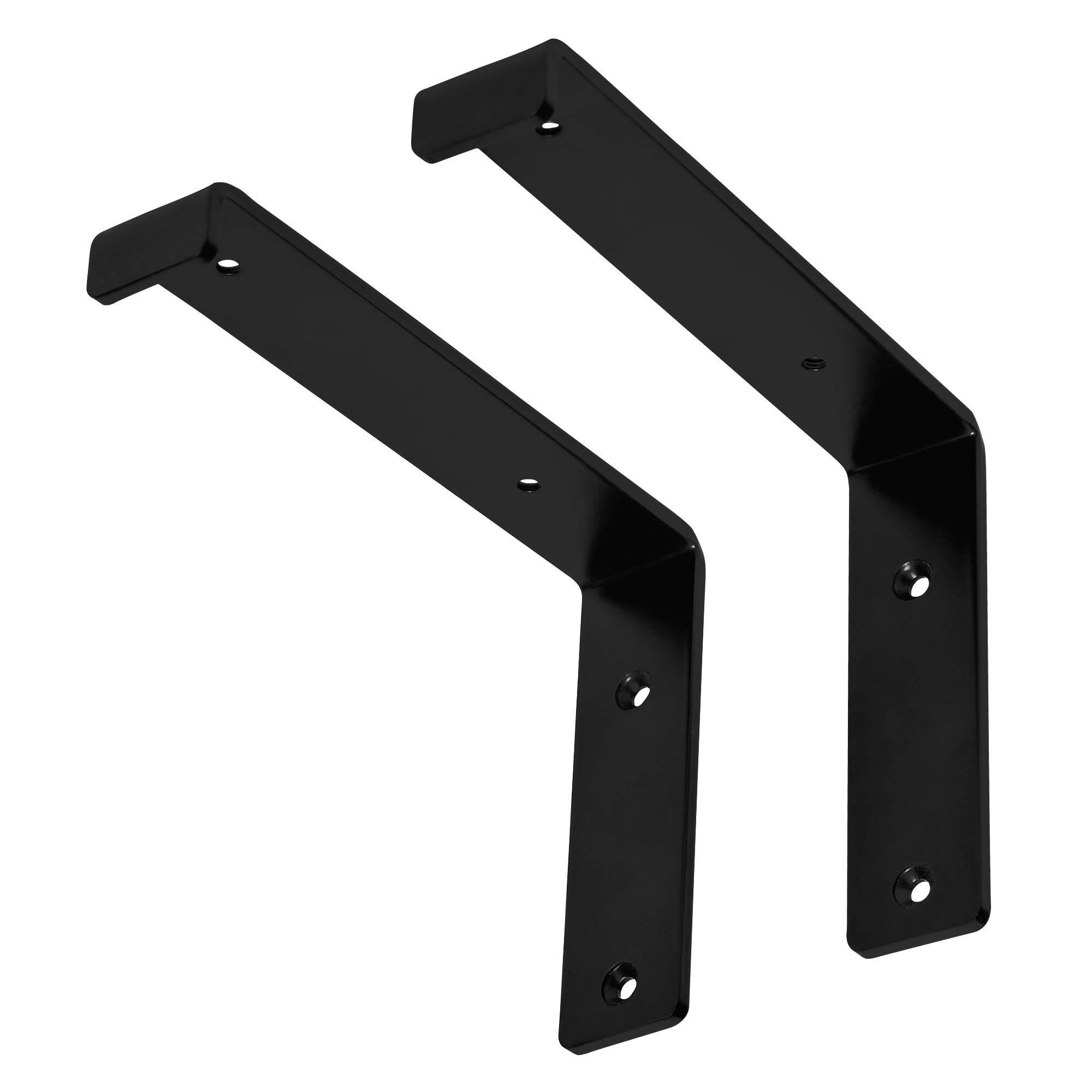 2 Stück Regalträger L-Form, 25x4x14 cm, Schwarz, aus Metall - Ml-design