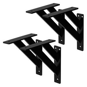 4 Stück Regalhalterung, 18 x 18 cm, Schwarz, aus Aluminium - Ml-design