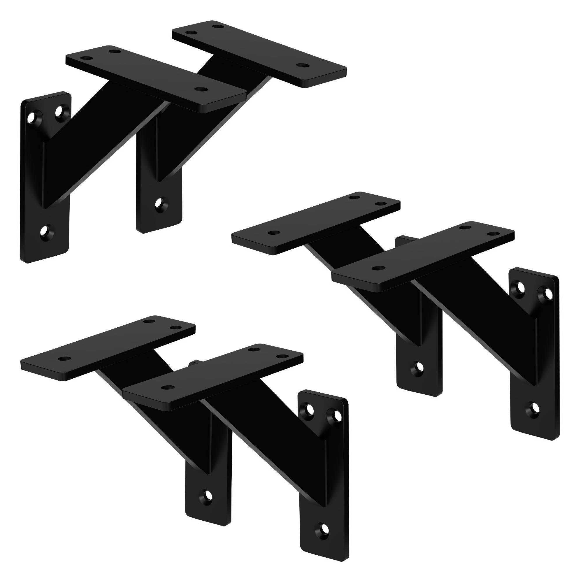 6 Stück Regalträger, 12 x12 cm, Schwarz, aus Aluminium - Ml-design