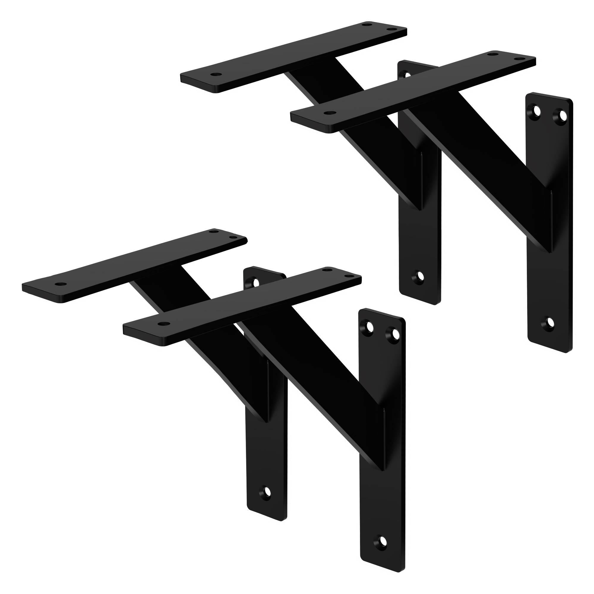 4 Stück Regalträger, 18 x18 cm, Schwarz, aus Aluminium - Ml-design