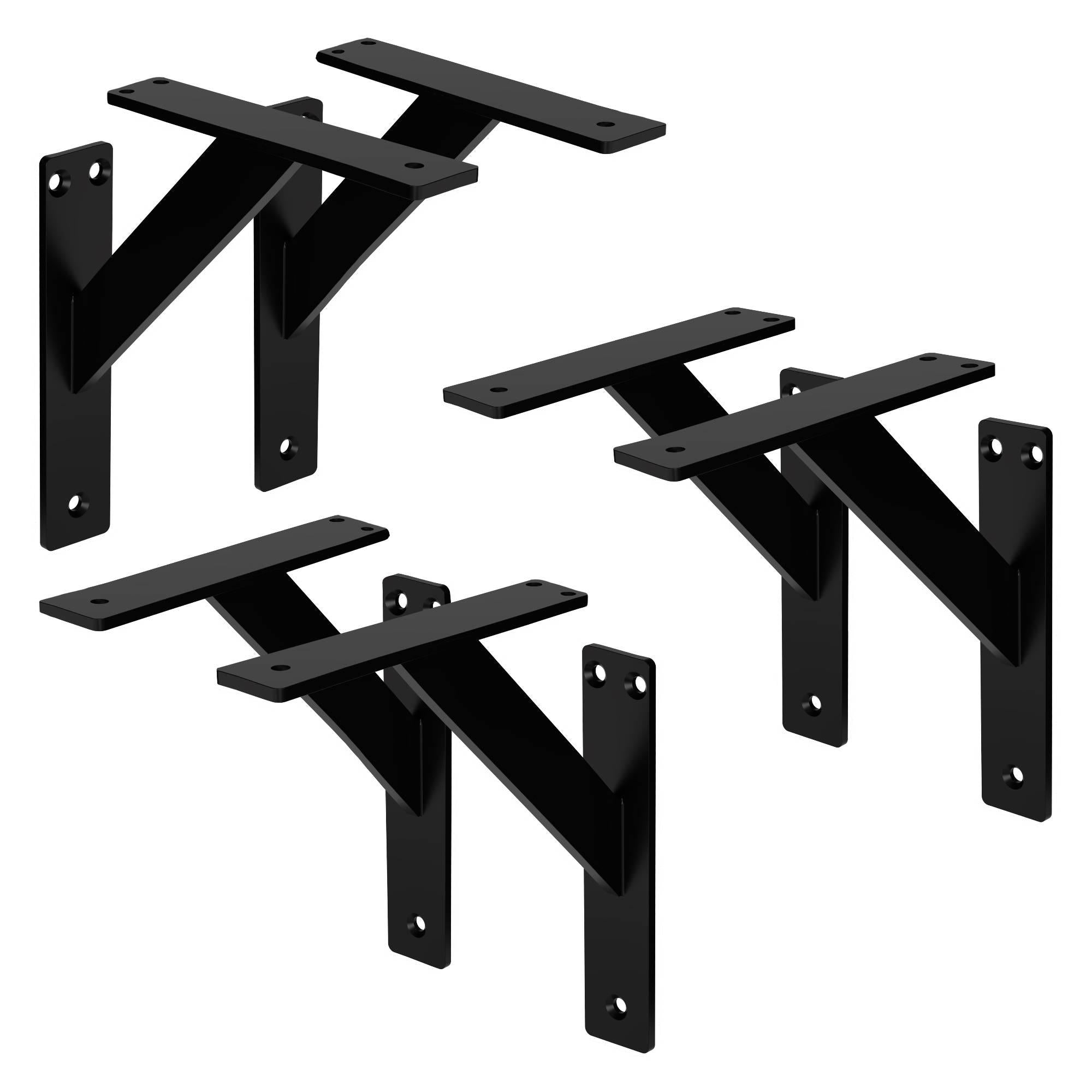 6 Stück Regalträger, 18 x18 cm, Schwarz, aus Aluminium - Ml-design