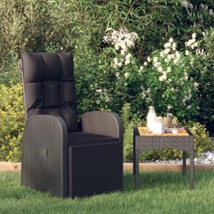 The Living Store  Poly Rattan - Tuinstoel Verstelbaar Met Kussen Poly Rattan - Tls46066