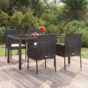 The Living Store  Poly Rattan - Tuinstoelen 4 St Met Kussens Poly Rattan Zwart - Tls319887