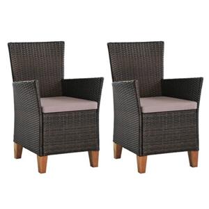 The Living Store  Poly Rattan - Tuinstoelen 2 St Met Kussens Poly Rattan Bruin - Tls44099