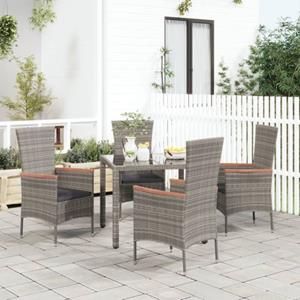 The Living Store  Poly Rattan - Tuinstoelen 4 St Met Kussens Poly Rattan Grijs - Tls319528