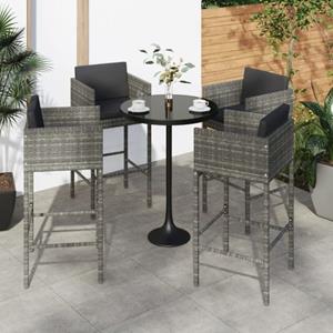 The Living Store  Poly Rattan - Barkrukken 4 St Met Kussens Poly Rattan Grijs - Tls316661