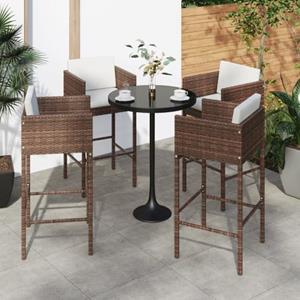 The Living Store  Poly Rattan - Barkrukken 4 St Met Kussens Poly Rattan Bruin - Tls316659