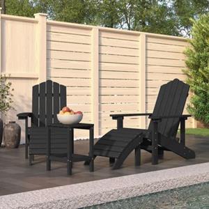 The Living Store  Polyetheen - Tuinstoelen Adirondack Met Voetenbank Tafel - Tls309571