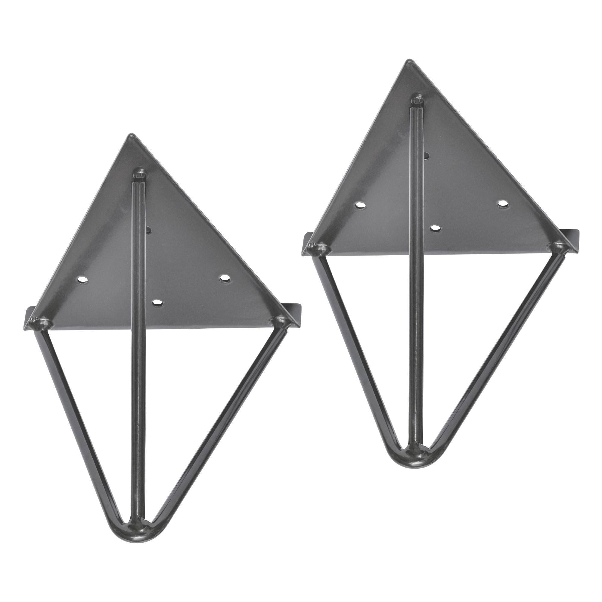 2 Stück Regalträger dreieckig, 16x15,5x17 cm, Grau, aus Metall - Ml-design