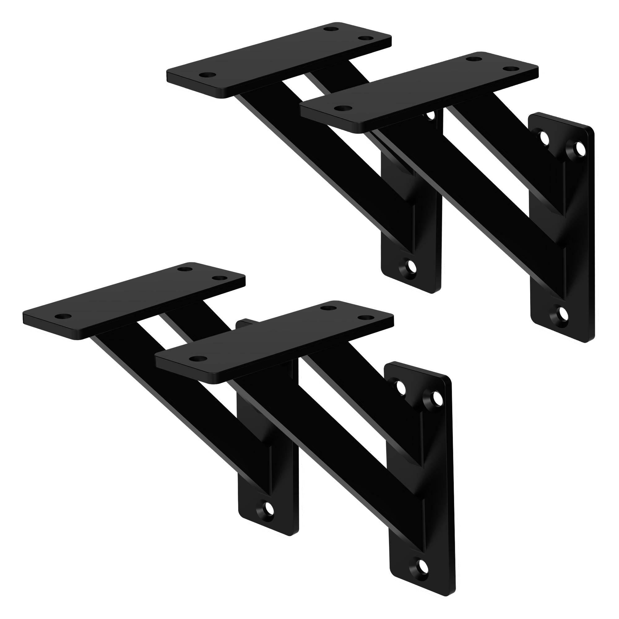 4 Stück Regalhalterung, 12 x 12 cm, Schwarz, aus Aluminium - Ml-design