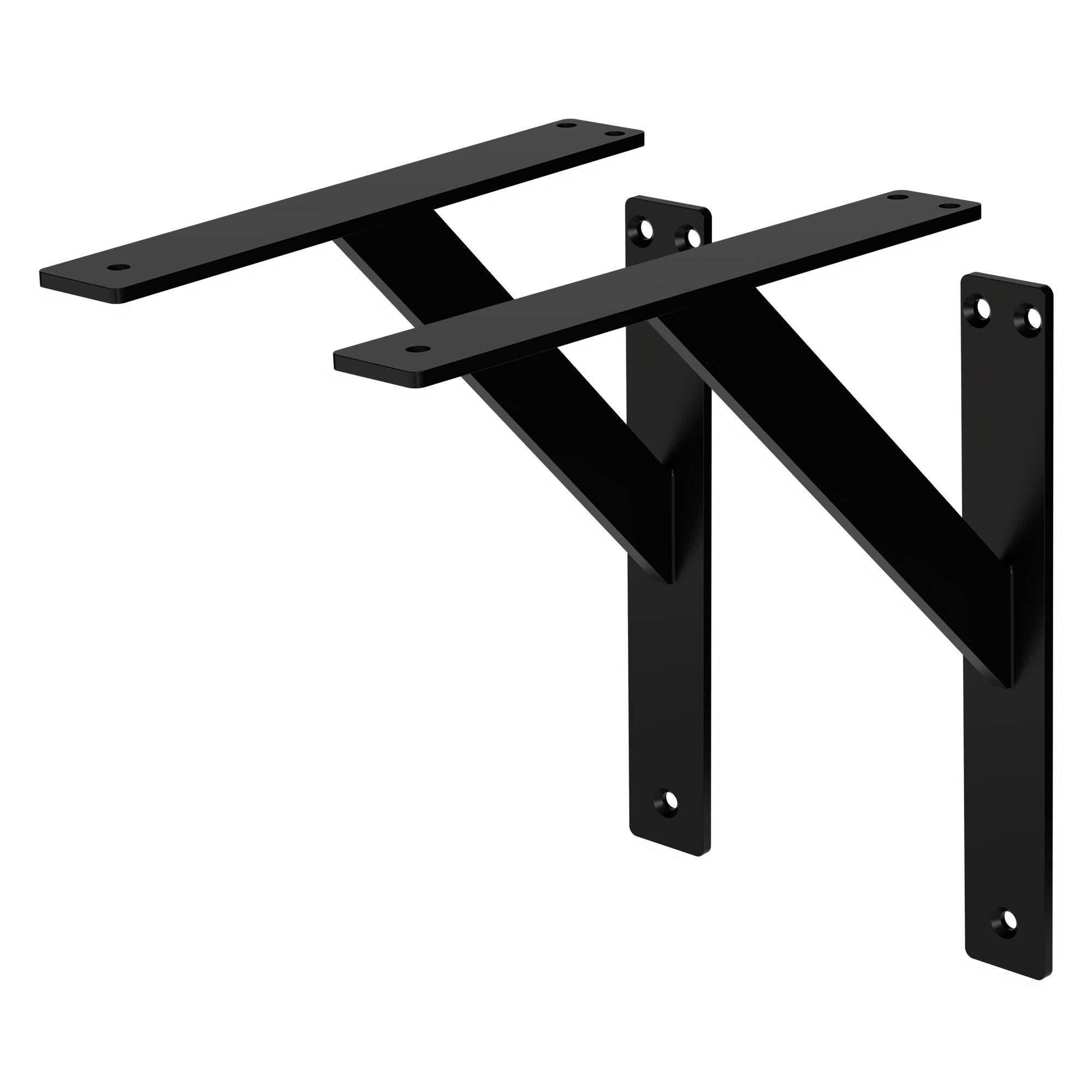 2 Stück Regalträger, 24 x 24 cm, Schwarz, aus Aluminium - Ml-design