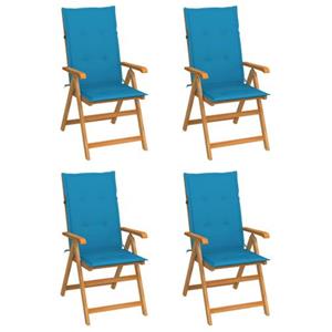 The Living Store  Teakhout - Tuinstoelen 4 St Met Blauwe Kussens Massief - Tls306553