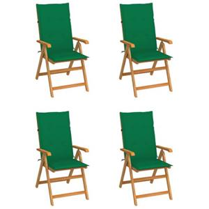 The Living Store  Teakhout - Tuinstoelen 4 St Met Groene Kussens Massief - Tls306553