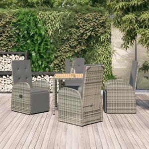 The Living Store  Poly Rattan - 5-delige Tuinset Met Kussens Poly Rattan Grijs - Tls315759