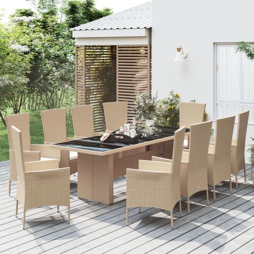The Living Store  Poly Rattan - 11-delige Tuinset Met Kussens Poly Rattan - Tls315756