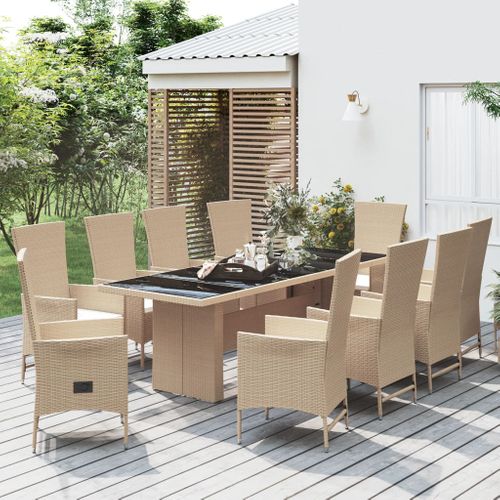The Living Store  Poly Rattan - 11-delige Tuinset Met Kussens Poly Rattan - Tls315757