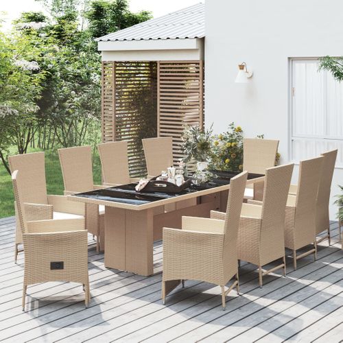 The Living Store  Poly Rattan - 11-delige Tuinset Met Kussens Poly Rattan - Tls315758