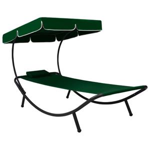 The Living Store  Stof - Loungebed Met Luifel En Kussen Groen - Tls313534