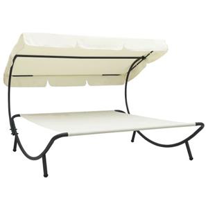 The Living Store  Stof - Loungebed Met Luifel Crèmewit - Tls48071