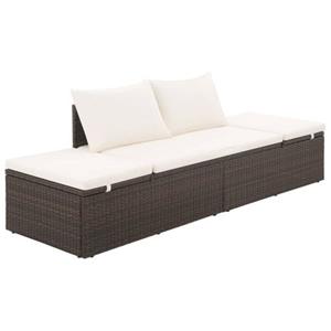 The Living Store  Poly Rattan - Tuinbed 195x60 Cm Poly Rattan Bruin - Tls43954