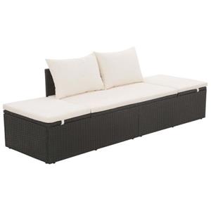 The Living Store  Poly Rattan - Tuinbed 195x60 Cm Poly Rattan Zwart - Tls43953