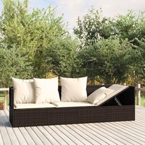 The Living Store  Poly Rattan - Loungebed Met Kussens Poly Rattan Bruin - Tls319563