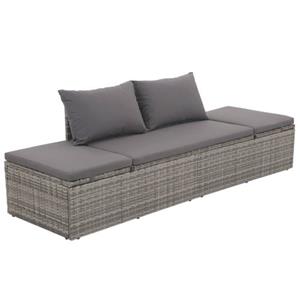 The Living Store  Poly Rattan - Tuinbed 195x60 Cm Poly Rattan Grijs - Tls43955
