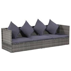The Living Store  Poly Rattan - Tuinbed 200x60 Cm Poly Rattan Grijs - Tls43959