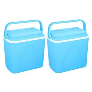 Merkloos 2x Voordelige blauwe koelbox 24 liter -