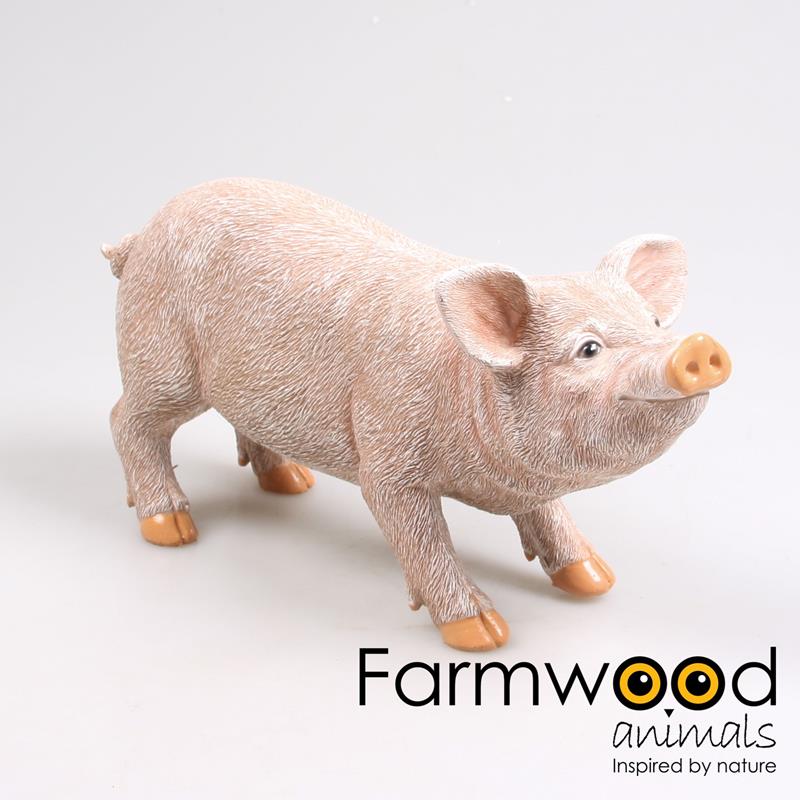 farmwoodanimals Farmwood Animals - Stehendes Schwein aus Kunstharz 13 x 17 x 36 cm