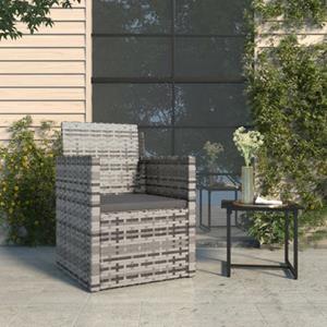 The Living Store  Poly Rattan - Tuinstoel Met Kussens Poly Rattan Grijs - Tls362321