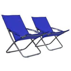 The Living Store  Stof - Strandstoelen 2 St Inklapbaar Stof Blauw - Tls47902