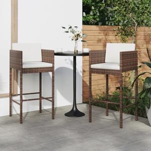 The Living Store  Poly Rattan - Barkrukken 2 St Met Kussens Poly Rattan Bruin - Tls316656