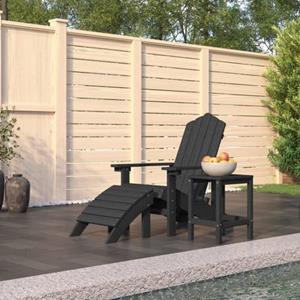 The Living Store  Polyetheen - Tuinstoel Adirondack Met Voetenbank Tafel Hdpe - Tls309570