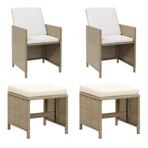 The Living Store  Poly Rattan - Tuinstoelen 2 St Met Voetenbanken Poly Rattan - Tls316781