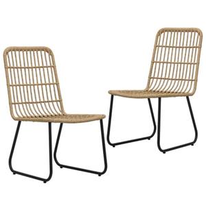 The Living Store  Poly Rattan - Tuinstoelen 2 Stuks Poly Rattan Eikenkleurig - Tls48582