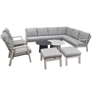 AVH-Collectie Barolo hoek loungeset 9 delig verstelbaar aluminium latte zand