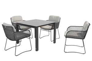 Taste by 4 Seasons Diningset Goa Aprilla Antraciet 5-delig HPL Slate 95 x 95 cm