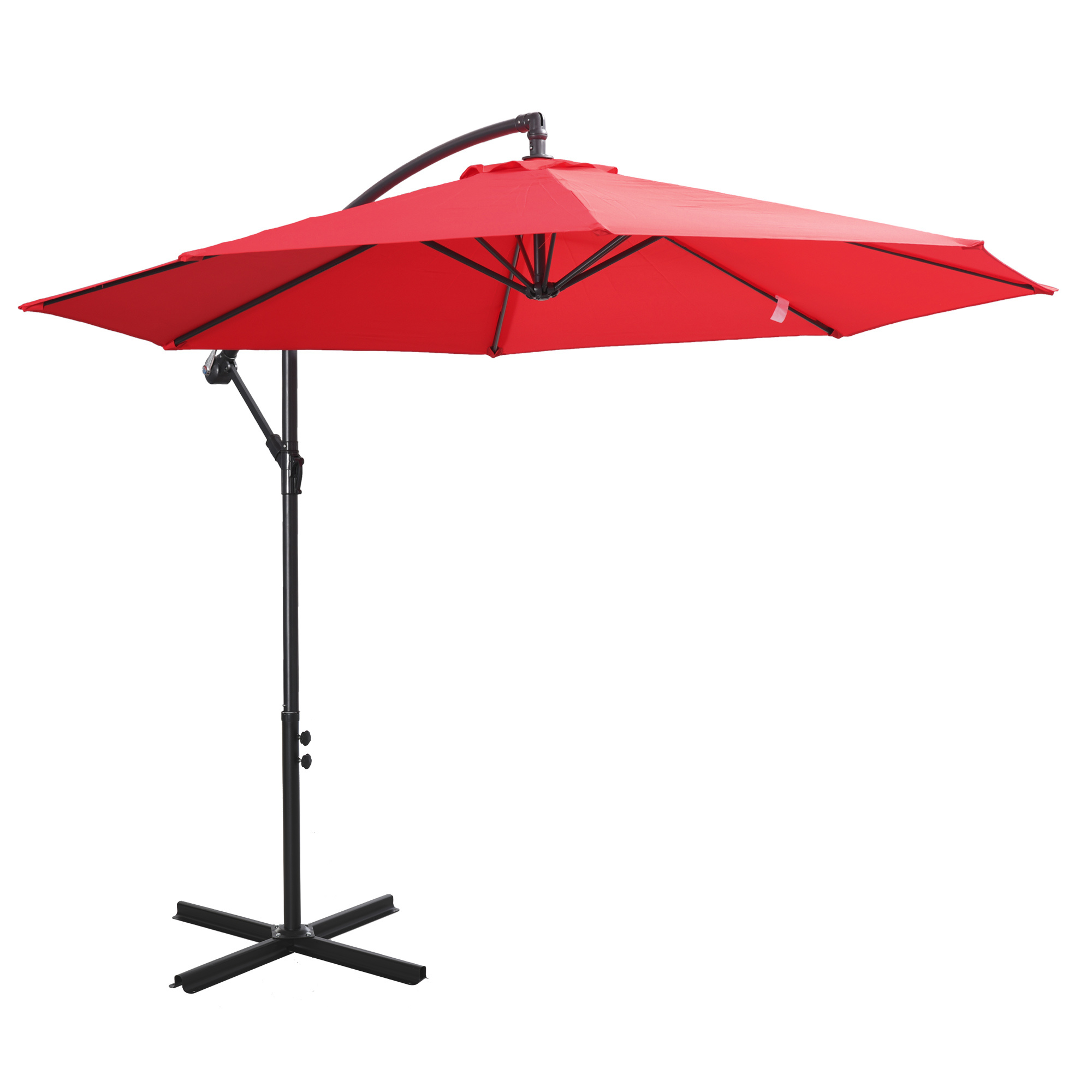 Sunny Afneembare parasol zweefparasol zwengelparasol met handkruk, rood