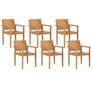 Beliani  BARATTI - Tuinstoelen set van 6 - Lichtbruin - Acaciahout