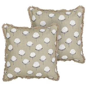 Beliani PSILOTALES-Sierkussen set van 2-Beige-45 x 45 cm-Katoen