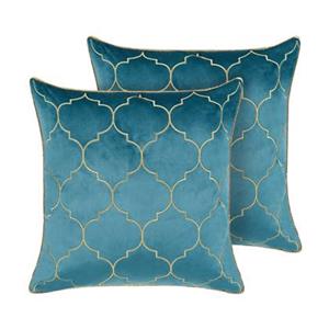 Beliani ALYSSUM-Sierkussen set van 2-Blauw-45 x 45 cm-Polyester